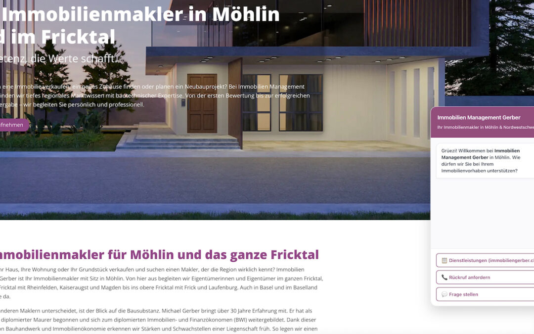 NEU: Entdecken Sie die neue interaktive Chat-Bubble unten rechts auf immobiliengerber.ch! 🟣⚡